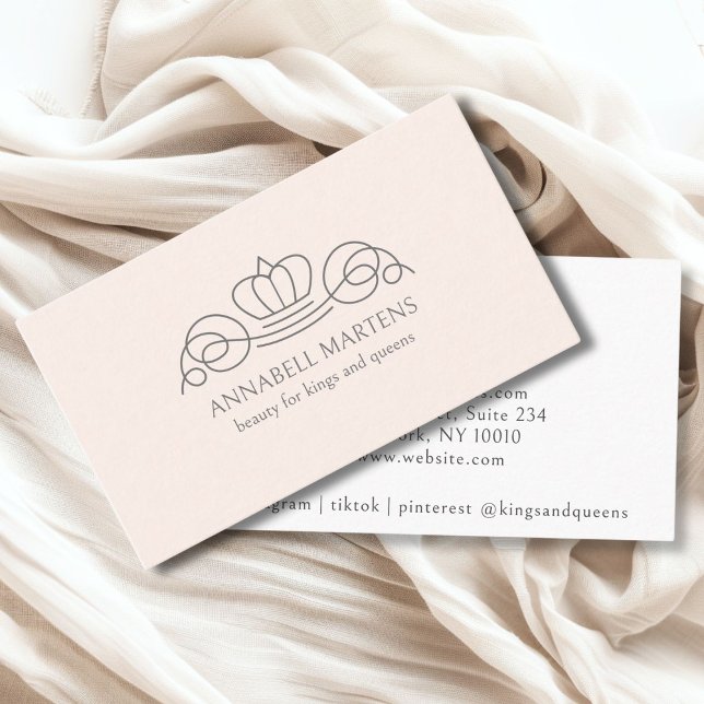Cartão De Visita Elegante, real, salão, cor-de-rosa (Elegant, royal, salon blush-gray business card)