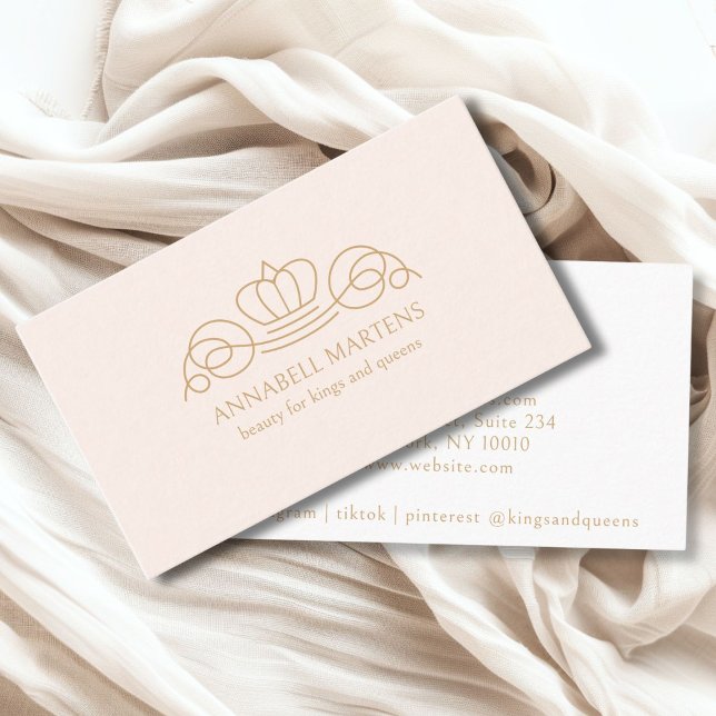 Cartão De Visita Elegante, real, salão, cor-de-rosa (Elegant, royal, salon blush-gold  business card)