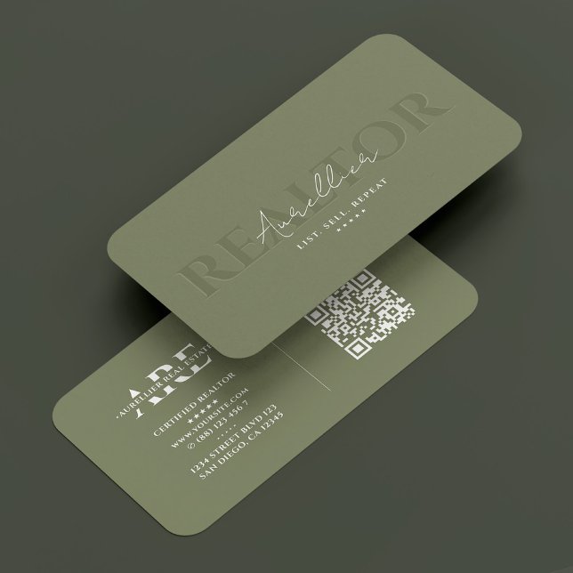Cartão De Visita Elegante Realtor Real Estate Broker Modern (Elegant Realtor Real Estate Broker Sage Modern Business Card
)