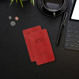 Cartão De Visita Elegante Red Faux Vegan Leather
