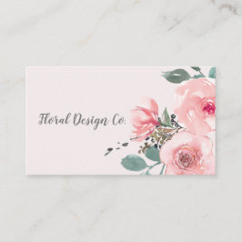 Cartão De Visita Elegante Rosa Bege Watercolor Floral Profissional