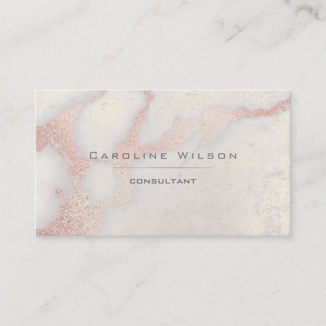 Cartão De Visita elegante rosa de pedra de ouro (Frente)