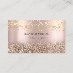 Cartão De Visita Elegante Rosa Dourado Glitter Ombre Confete