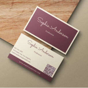 Cartão De Visita Elegante Rosa Malva & Creme com Código QR