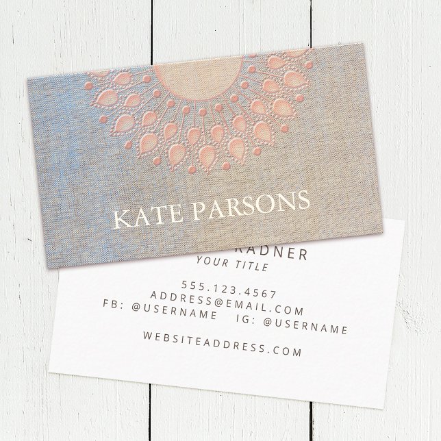 Cartão De Visita Elegante rosa Mandala (Criador carregado)