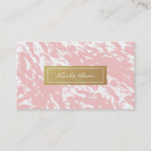 Cartão de Visita Elegante Rosa Pêssego e Dourado F