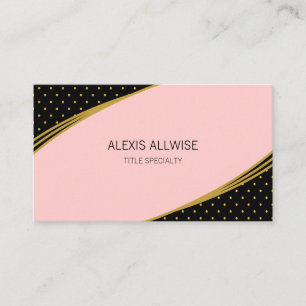 Cartão De Visita Elegante Rosa Preto & Dourado
