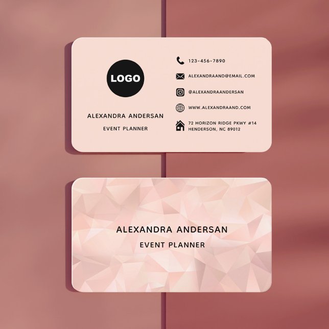 Cartão De Visita Elegante Rosa Rosa Rosa Dourada Triângulo Profissi (Elegant Blush Pink Rose Gold Triangle Professional Business Card)