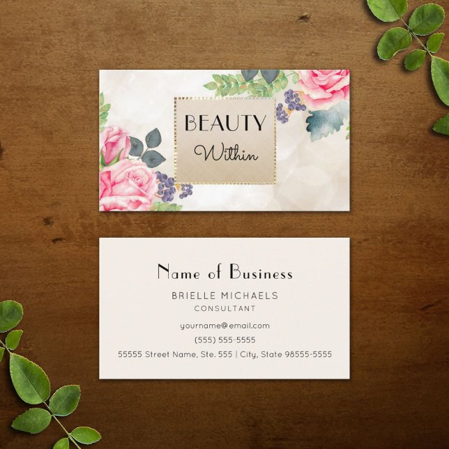 Cartão De Visita Elegante rosa rosa Rosa FLoral Champagne Faux Dour (Elegant Pink Rose FLoral Champagne Faux Gold Bokeh Business Cards)