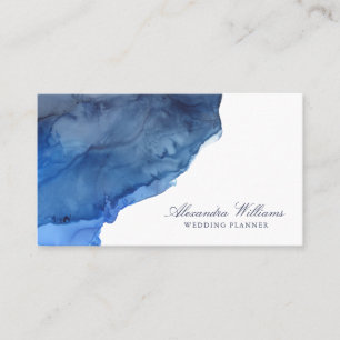 Cartão De Visita Elegante Roteiro Aquarela Azul Moderno Profissiona