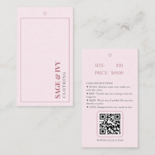 Cartão De Visita Elegante rótulo pendente com código QR em rosa e d