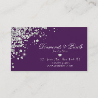 Cartão De Visita Elegante Roxo Diamond Jewel Projetada Sparkle