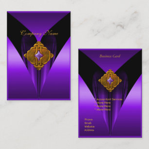 Cartão de Visita Elegante Roxo Dourado Joia