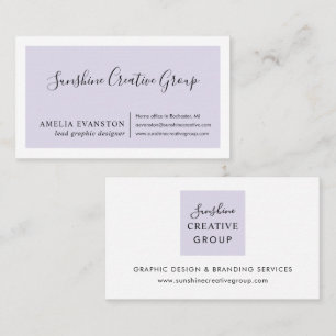 Cartão De Visita Elegante Roxo Lavanda Script Profissional