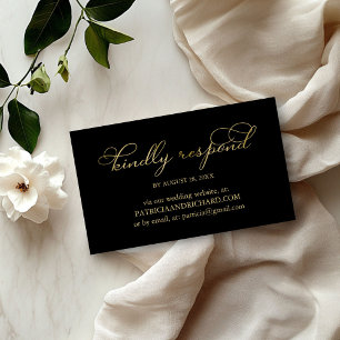 Cartão De Visita Elegante RSVP Online de Casamento com Letra em Fol