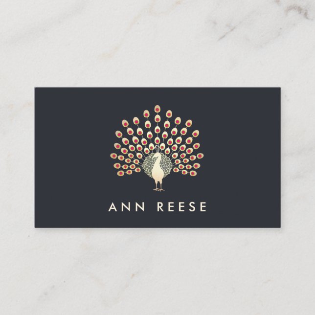 Cartão De Visita Elegante Ruby Feather Na moda Designer (Frente)