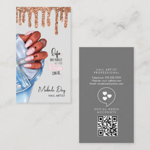 Cartão De Visita Elegante Salão de Designer de Artista de Unhas Bri