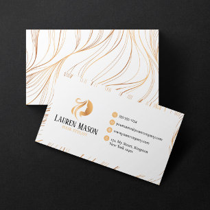 Cartão De Visita Elegante Salão de Estilista Minimalista de Ouro Br