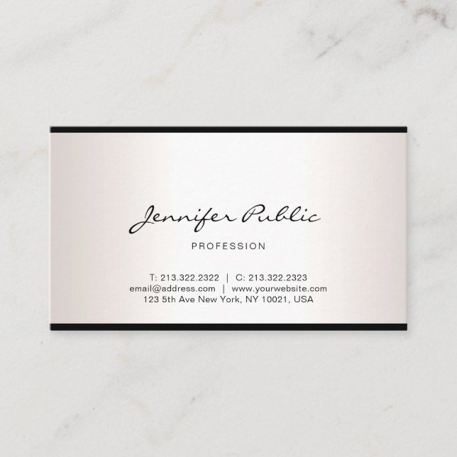 Cartão De Visita Elegante Script à Mão Moderna Simples Profissional (Frente)