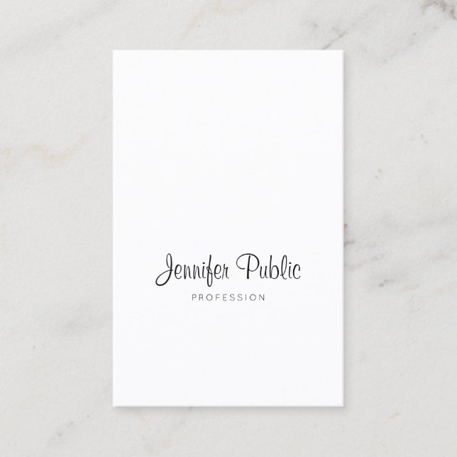 Cartão De Visita Elegante - Script de Caligrafia Trendy Sleek Plaxe (Frente)