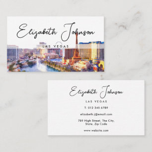Cartão De Visita Elegante Script Estiloso do Horizonte de Las Vegas