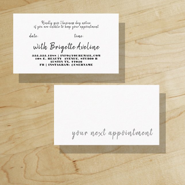 Cartão De Visita Elegante Script Moderno e Negrito | Sua Próxima Co ("Everyday is abundantly beautiful." 
Sincerely Best Wishes from Lucky Design World)