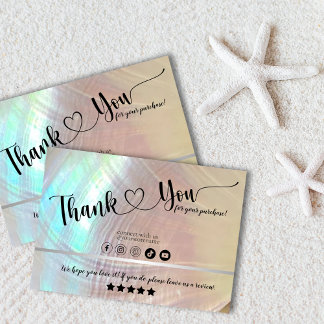 Cartão De Visita Elegante Shimmer Seashell Professional Obrigado
