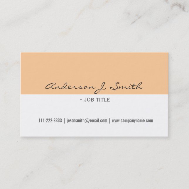 Cartão De Visita elegante, simples, branco e amarelo profissional (Frente)