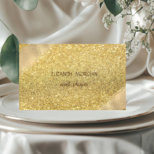 Cartão De Visita Elegante Simples Brilho Dourado Falso Bokeh