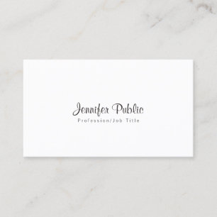 Cartão De Visita Elegante Simples Chic Branco Moderno Profissional