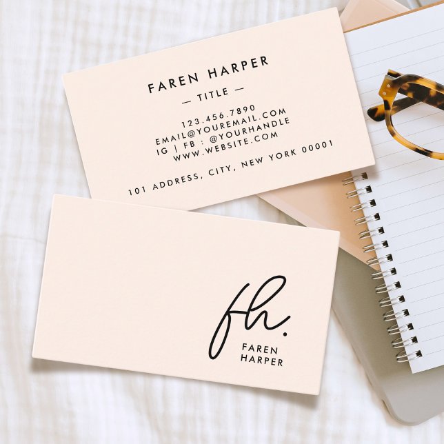 Cartão De Visita Elegante Simples, Cor-de-rosa, Quadrado com Script (Criador carregado)