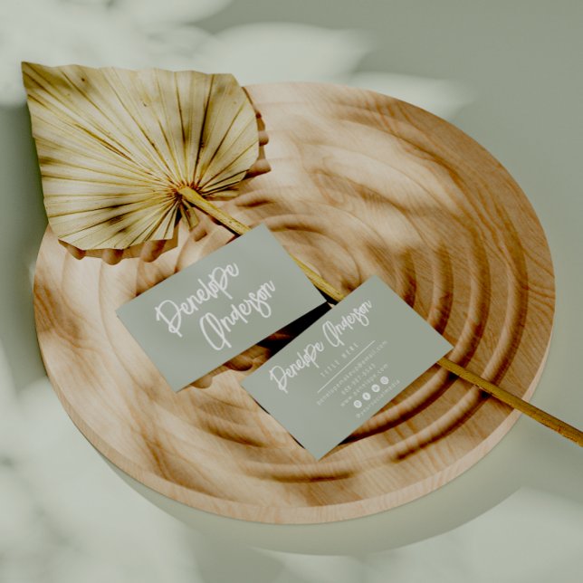 Cartão De Visita Elegante Simples Pistachio Neutral Boho Moderno (Criador carregado)
