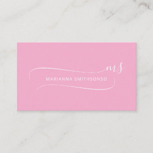 Cartão De Visita Elegante Simples Rosa Minimalista Duas Letras Maiú