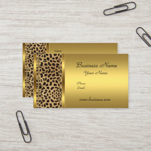 Cartão De Visita Elegante sofisticado impressão de animal leopardo