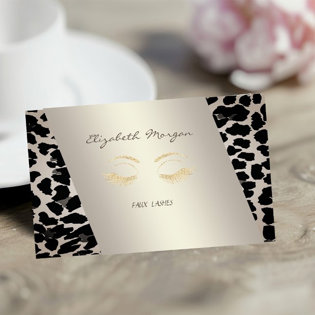 Cartão De Visita Elegante Sofisticado Moderno, Impressão de Leopard (Criador carregado)