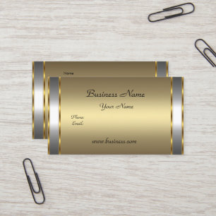 Cartão De Visita Elegante sofisticado ouro bronze prata