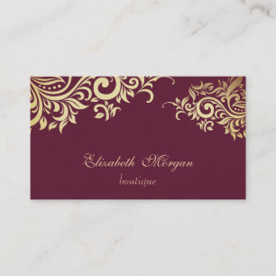 Cartão De Visita Elegante Sofisticado Profissional Dourado Floral