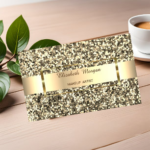 Cartão De Visita Elegante Tendência Faixa de Brilho Dourado, Moldur