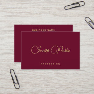Cartão De Visita Elegante Texto Dourado Script Tamanho Euro Premium