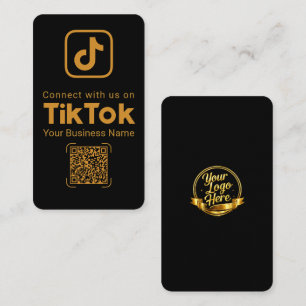 Cartão De Visita Elegante TikTok Conectar Ouro Conosco