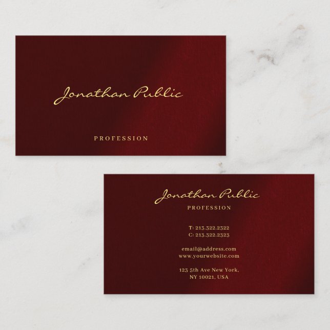 Cartão De Visita Elegante Tipografia Moderna Profissional Script (Frente/Verso)