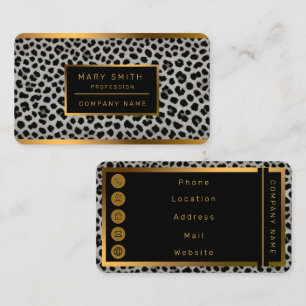 Cartão De Visita Elegante Trendy Luxury Coleção Branca de Leopardo