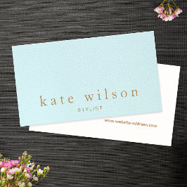 Cartão De Visita Elegante Turquesa Blue Leather Professional