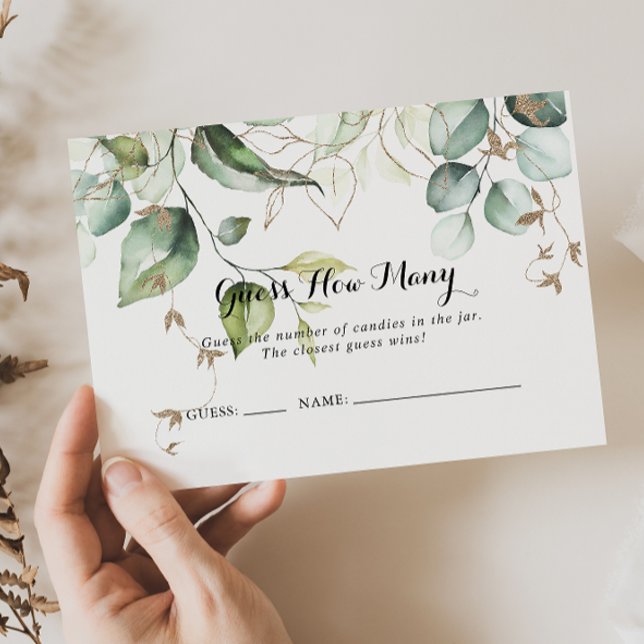 Cartão De Visita Elegante Verde Dourado Adivinha Quantas Cartas De  (Criador carregado)