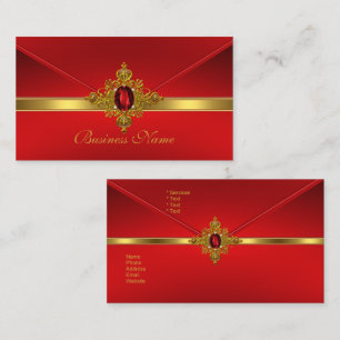 Cartão de Visita Elegante Vermelho com Corte Doura