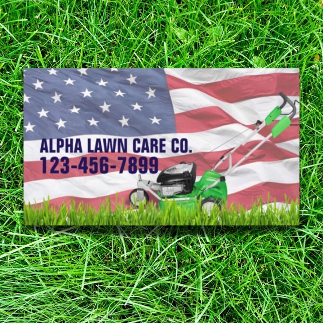 Cartão De Visita Elegante Veterano Patriótico Paisagismo (Patriotic Veteran Yard Landscaping Grass Mowing Business Card)