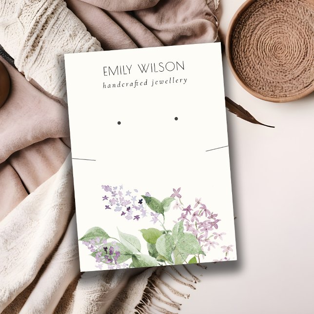 Cartão De Visita Elegante Vídeo do Colar Floral Lilac Lilac (Criador carregado)