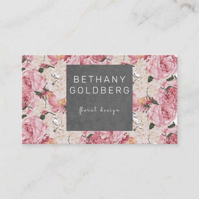 Cartão De Visita Elegante Vintage Buquê (Frente)