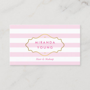Cartão De Visita Elegante Vintage Dourado Emblem rosa tira beleza