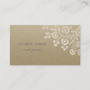 Cartão De Visita Elegante Vintage, Kraft, Renda